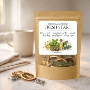 Fresh Start Simmer Pot Kit Citrus Mint Botanical Home Fragrance Stovetop Potpourri Housewarming Gift Natural Aroma Bundle Set Decor