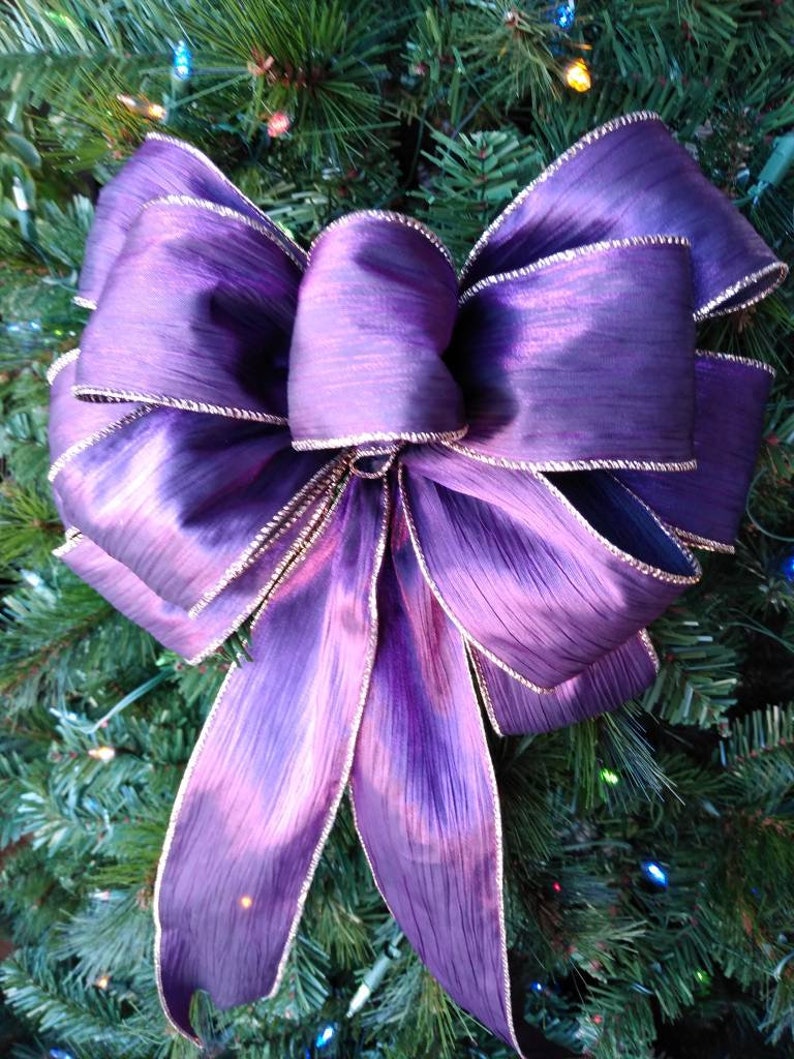 Purple Christmas Wreath Bow Purple Tree Topper Bow Purple Etsy