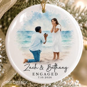 Personalized Engagement Ornament from Photo, Soft Watercolor Couple Portrait Custom Engagement gift Bild 1
