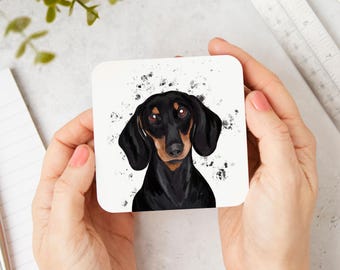 Dachshund Coaster: hand illustrated, sausage dog gift