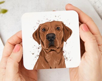Hand Illustrated Dog Coaster: Fox Red Labrador