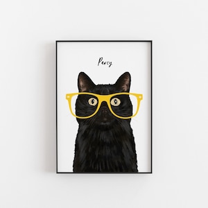 Cat Print, Cat Wall Art, Cat Art, Cat Gift, Cats, Black Cat, Black Cat Print, Fun Cats, Fun cat prints