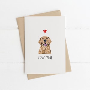 Liebe dich, Liebe vom Hund, Geburtstagskarte mit dem Hund, Golden Retriever Karte, Geschenke für Hundeliebhaber, Hundegeschenke, Golden Retriever Geschenk, Retriever
