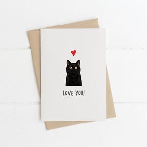 Anniversary Card, black cat, cat anniversary card, cat valentines card, valentines card, cat card, gifts for cat lovers, from the cat, cats