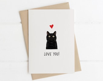 Black Cat Anniversary Card, Cat Lover Gift