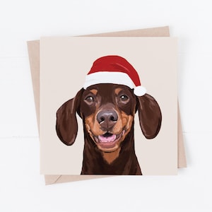 Hunde Weihnachtskarte, Dackel Karte, Weihnachtskarte Dackel, Dackel, vom Hund, Hundekarten, xmas Dackel, brauner Dackel