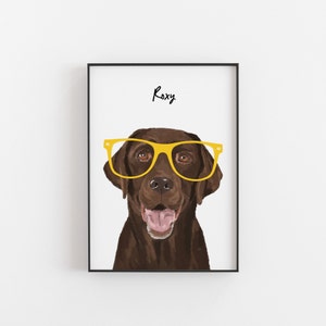 Labrador Personalised Print, Labrador Print, Chocolate Labrador art, Chocolate lab, Labrador wall art, Labrador gift, Chocolate Lab gift