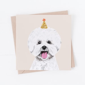Hund Geburtstagskarte, Bichon Frise Karte, Bichon Frise Geburtstagskarte, Bichon Frise, Hundekarten, Geschenke für Hundeliebhaber, Bichon Frise Geschenk