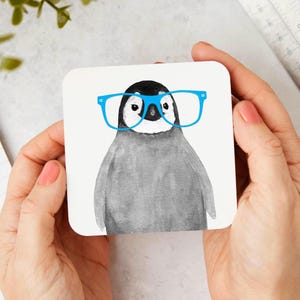Pingvinunderlägg, handillustrerad, pingvinunge
