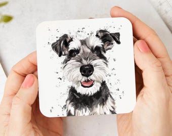 Schnauzer Coaster: hand illustrated