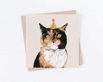 Calico Cat Birthday Card, Cat Lover Gifts