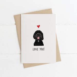 Love you, love from the dog, Hundejubiläumskarte, Cockapookarte, Hundekarte, Geschenke für Hundeliebhaber, Hundegeschenke, Cockapoogeschenk, schwarzer Cockapoo