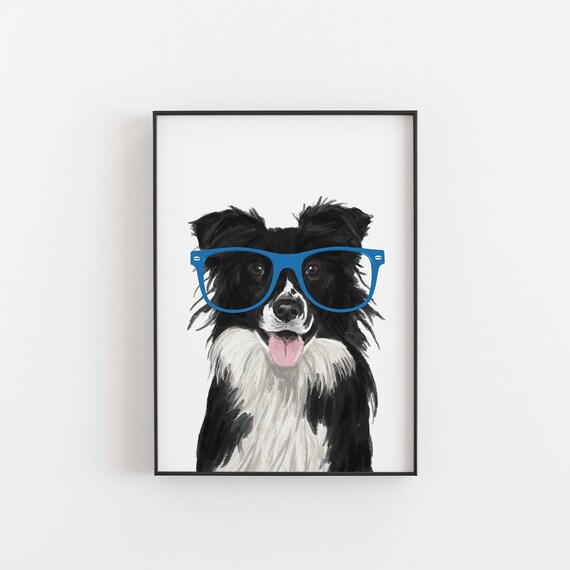 Border Collie Gift Border Collie Print Personalised Border
