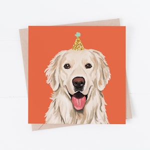 Carte d'anniversaire de chien, carte de Golden Retriever, carte d'anniversaire de Golden Retriever, Golden Retriever, du chien, cartes de chien, cadeau de Golden Retriever