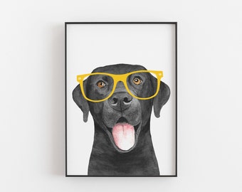 Personalized Black Labrador Print: Watercolor Dog Art