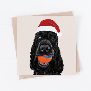 Hunde Weihnachtskarte, Cocker Spaniel Karte, Cocker Spaniel Weihnachtskarte, Cocker Spaniel, vom Hund, schwarzer Spaniel, xmas Spaniel, Spaniels