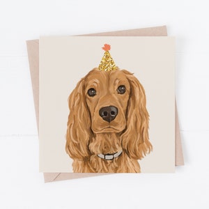 ginger cocker spaniel card, cocker spaniel birthday card, cocker spaniel, from the dog, dog card, golden spaniel, brown cocker spaniel