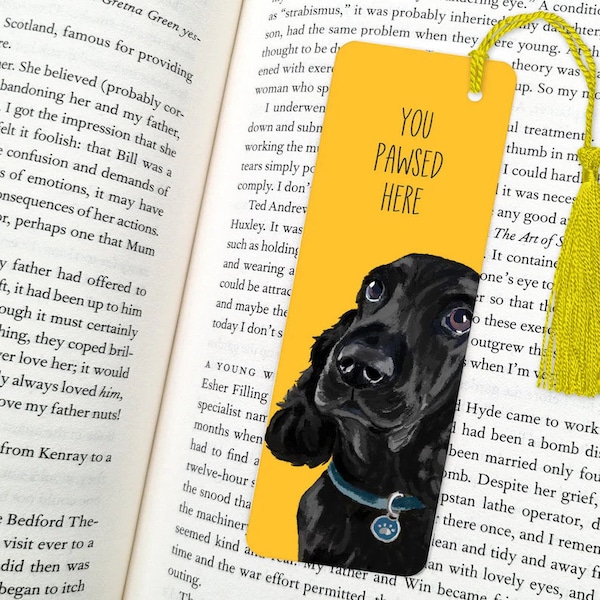 cocker spaniel bookmark, dog bookmark, bookmark, dog gift, cocker spaniel gift, fun bookmarks, bookmarks, black spaniel gift