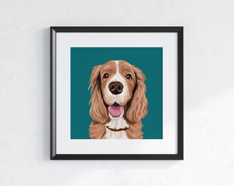 Cocker Spaniel Art Print: Hand-Painted Dog Portrait