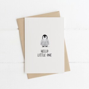 Nouvelle carte de bébé, bienvenue dans le monde, nouveau bébé, carte pingouin, cartes de bébé, félicitations, nouveau bébé, carte de bébé pingouin