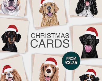 Dog Christmas Cards: dogs in santa hats, blank inside