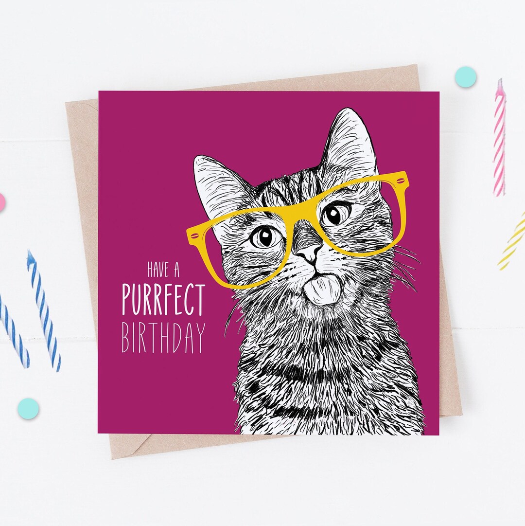 Cat Birthday Card Cat Birthday From the Cat Birthday Cards Etsy UK