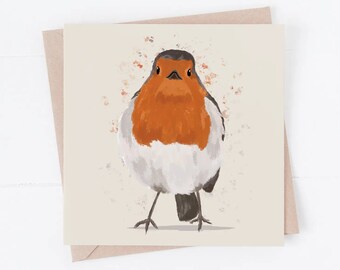 Robin Card, Cute Bird Illustration, Thinking of You