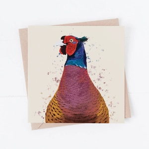 Carte de faisan, cadeau de faisan, carte d'ami, carte bien pensée, faisan, art de faisan, cadeau de faisan, carte d'animal, faisan