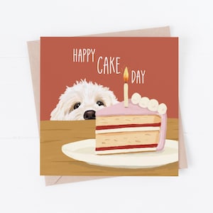 Dog Birthday Card, cockapoo card, cockapoo birthday card, cake, from the dog, cockapoo, happy cake day, fun cockapoo birthday card