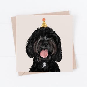 Cockapoo Karte, Cockapoo, vom Hund, Hundekarten, Cockapoo Geburtstagskarte, Cockapoo Geschenk, Hundegeschenk, Hundegeburtstagskarte, schwarzer Cockapoo