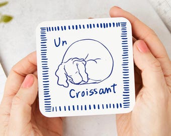 Dog Croissant Coaster: hand illustrated, spaniel gifts