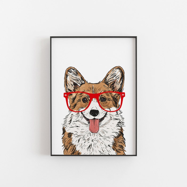 Corgi Print, Welsh Corgi Red