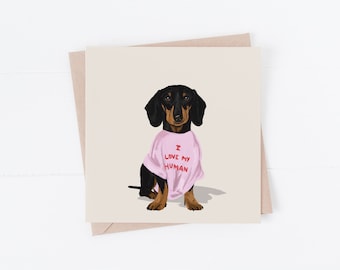 Anniversary Card, dachshund anniversary card, dachshund, dog valentines card, sausage dog card, from the dog, dog card