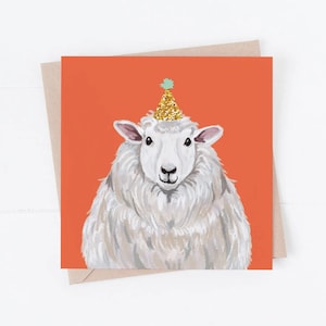 Carte d'anniversaire, carte d'anniversaire amusante, carte d'ami, carte de mouton, carte de fermier, anniversaire de fermier, mouton, mouton de fête, mouton amusant, mouton