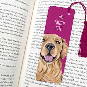 golden retriever bookmark, dog bookmark, bookmark, dog gift, golden retriever gift, golden retriever, book lover gift, gift for mom, gifts