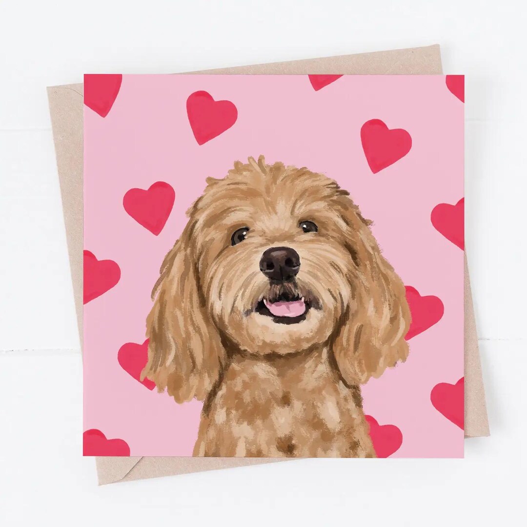 Cockapoo Card: Love From the Dog, Brown Cockapoo Valentines Card, Dog ...