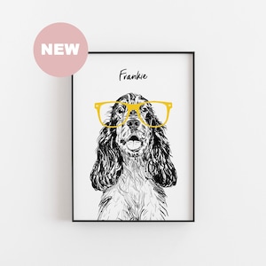 Cocker Spaniel Dog Print, personalised dog art, spaniel print, dog gift, gifts for dog lover, dog mum, dog portrait