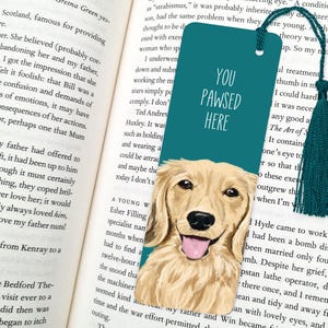 dog bookmark: hand-painted printed artwork, gifts for dog lovers, book accessories, Cream dashshund
