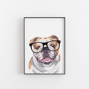 Bulldog Print, personalised bulldog, english bulldog art, dog print, bulldog Christmas, bulldog gift