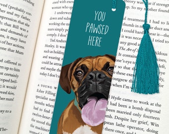 Bokmärke för boxerhund: 'You Pawed Here' Glansig finish