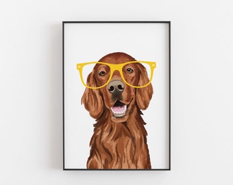 Personalized Irish Setter Print, Dog Lover Gift, Red setter