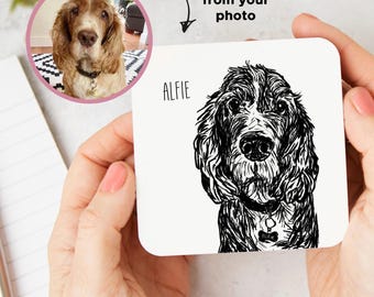Custom Dog Portrait Coaster: Personalised Pet Gift