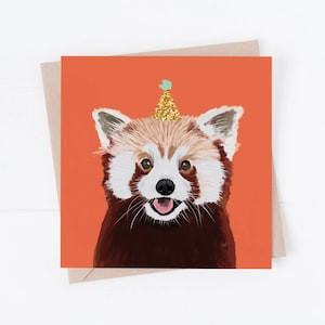 Roter Panda Geburtstagskarte, roter Panda Geburtstag, Geburtstagskarten, lustige Karten, Roter Panda Geschenk, Roter Panda