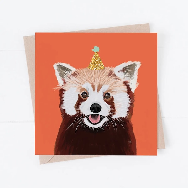 Red Panda Birthday Card, red panda birthday, birthday cards, fun cards, red panda gift, red panda