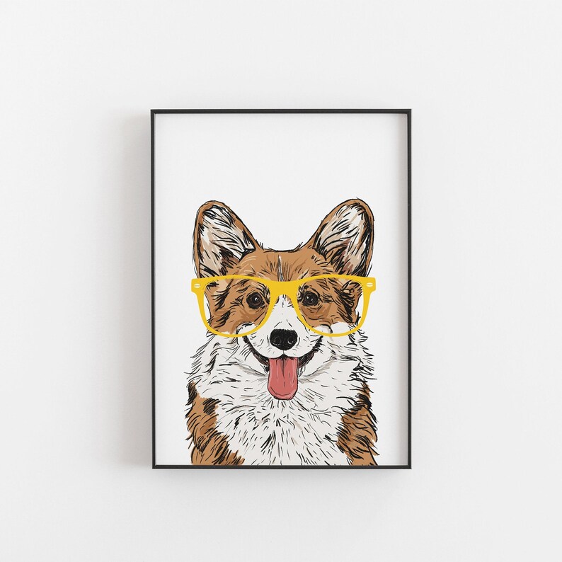 Corgi Print, Welsh Corgi Yellow