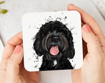 Black Cockapoo Coaster: hand illustrated