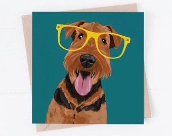 Airedale Terrier Hunde Karte: Recycelter Karton