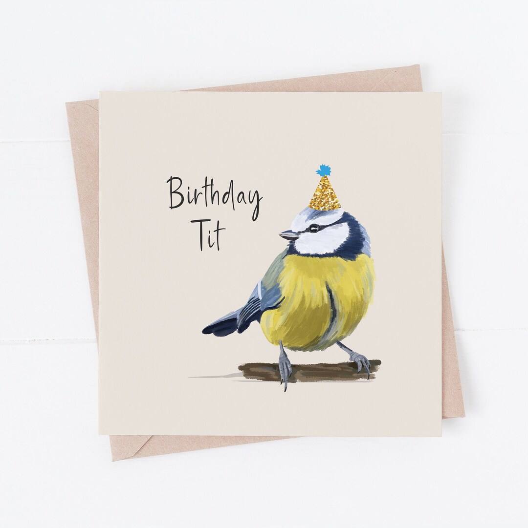 Blue Tit Bird Birthday Card, Fun Friend Card - Etsy