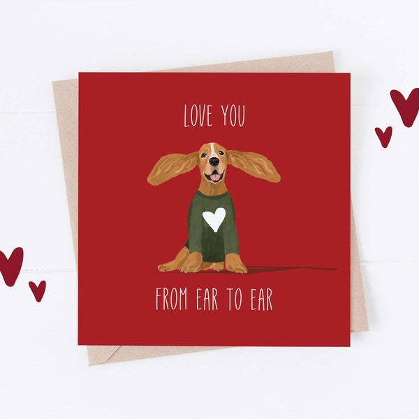 Anniversary Card, cocker spaniel, cocker spaniel anniversary card, love you card, cocker spaniel valentines card, valentines card, spaniel