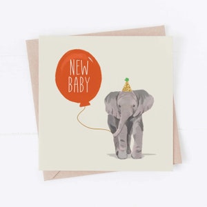 Nouveau-né, carte de naissance, carte de naissance, éléphanteau, félicitations, nouvel arrivant, nouveaux bébés, carte de naissance non sexiste,
